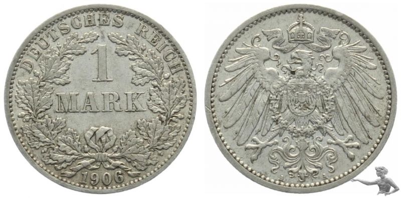 Kaiserreich 1 Mark 1906 A - Silber